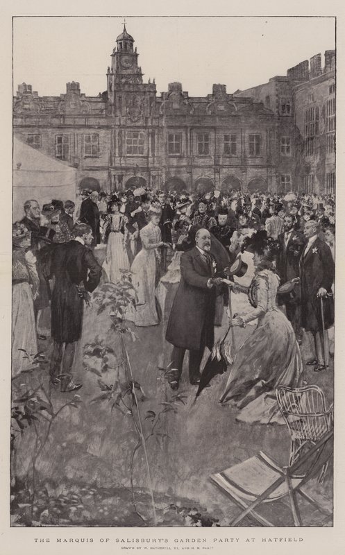 De tuinpartij van de Markies van Salisbury in Hatfield door William Hatherell