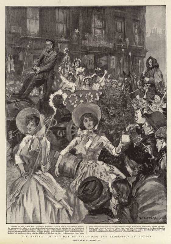 De Herleving van de Meidagvieringen, de Processie in Hoxton door William Hatherell