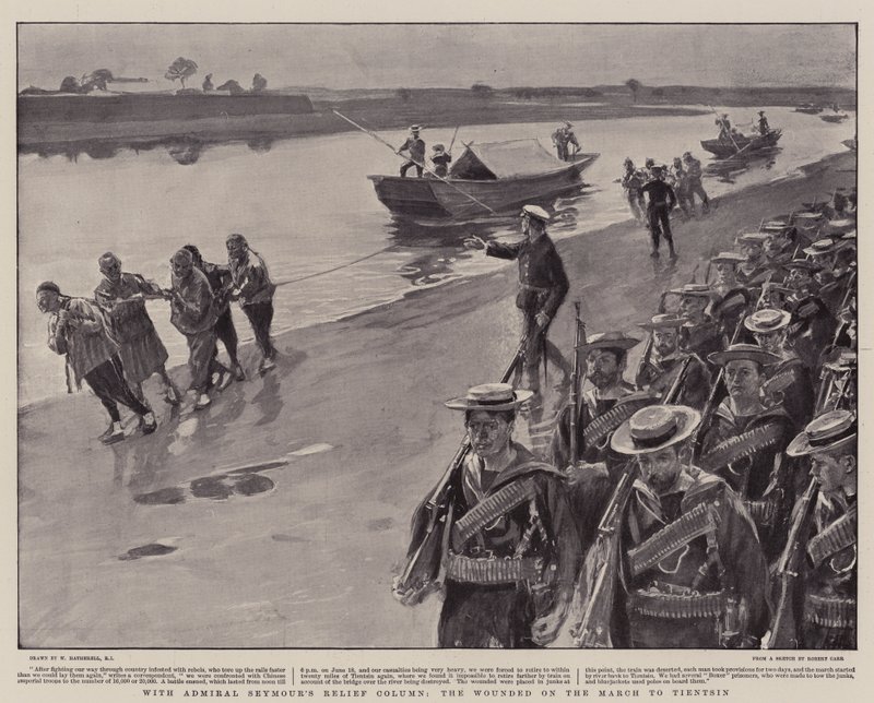 Met het Hulptroep van Admiraal Seymour, de Gewonden op de Mars naar Tientsin door William Hatherell