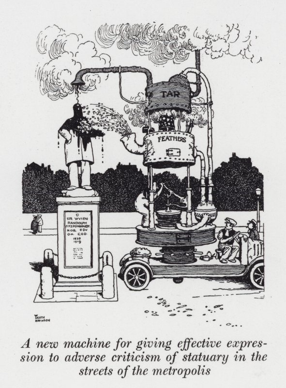 Een nieuwe machine om effectief uiting te geven aan kritiek op standbeelden in de straten van de metropool door William Heath Robinson