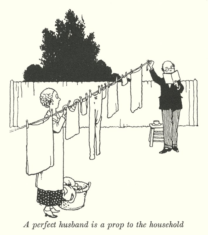Een perfecte echtgenoot is een steun voor het huishouden door William Heath Robinson