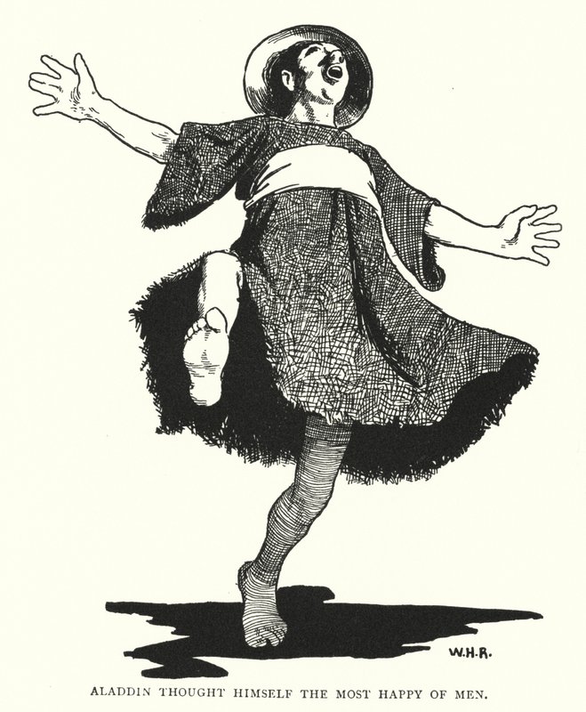 Aladdin dacht dat hij de gelukkigste man ter wereld was door William Heath Robinson
