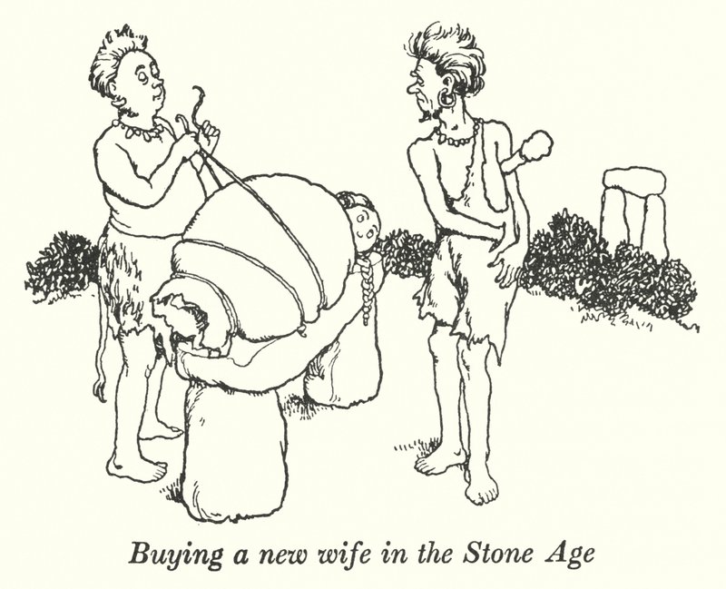 Een nieuwe vrouw kopen in de Steentijd door William Heath Robinson
