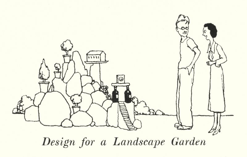 Ontwerp voor een Landschapstuin door William Heath Robinson