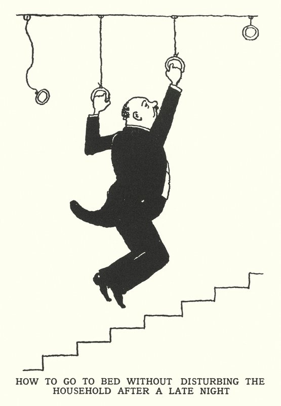 Hoe naar bed te gaan zonder het huishouden te storen na een late avond door William Heath Robinson