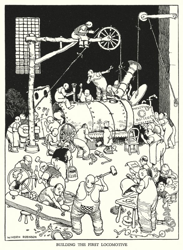 Illustratie voor Railway Ribaldry door W Heath Robinson door William Heath Robinson