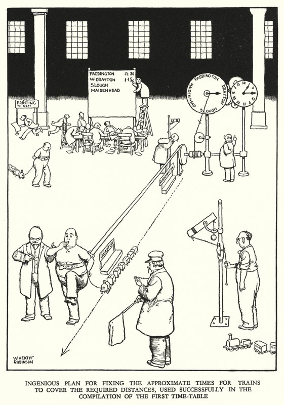 Illustratie voor Railway Ribaldry door W Heath Robinson door William Heath Robinson