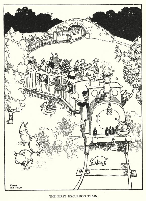 Illustratie voor Railway Ribaldry door W Heath Robinson door William Heath Robinson