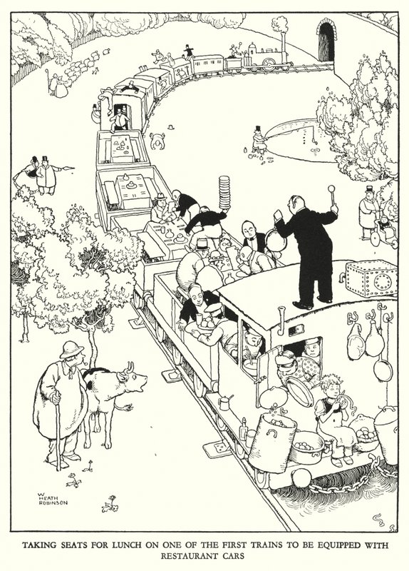 Illustratie voor Railway Ribaldry door W Heath Robinson door William Heath Robinson