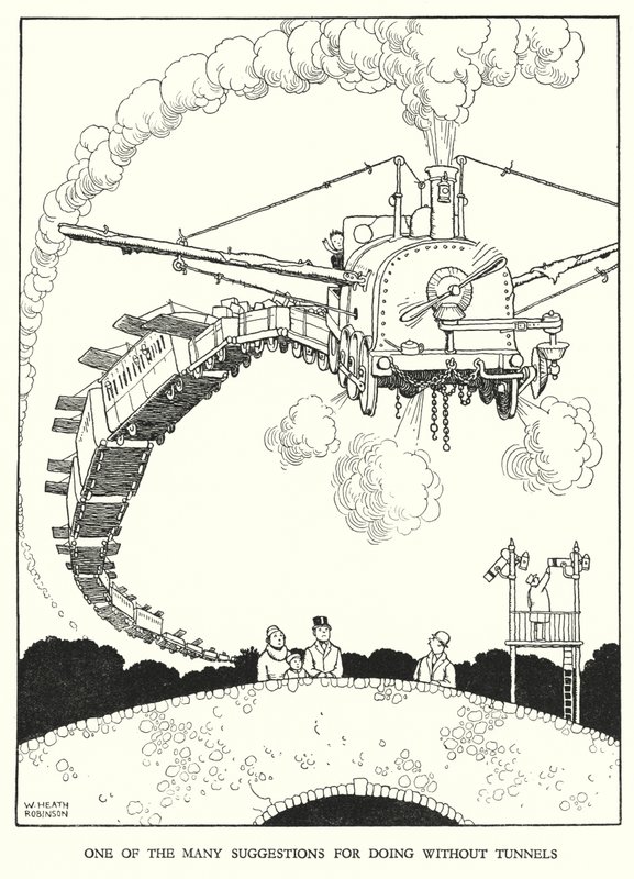 Illustratie voor Railway Ribaldry door W Heath Robinson door William Heath Robinson