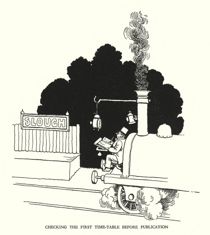 Illustratie voor Railway Ribaldry door W Heath Robinson door William Heath Robinson