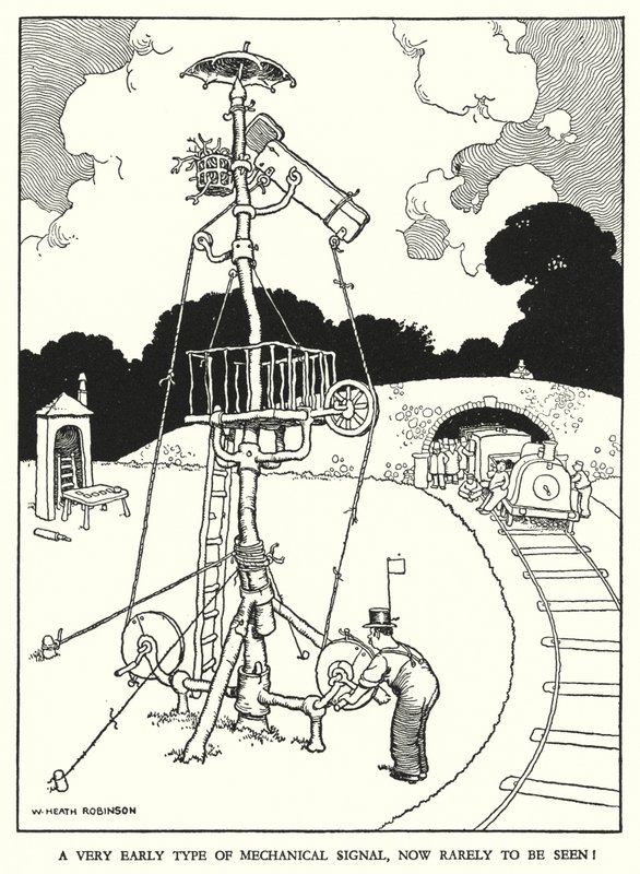 Illustratie voor Railway Ribaldry door W Heath Robinson door William Heath Robinson