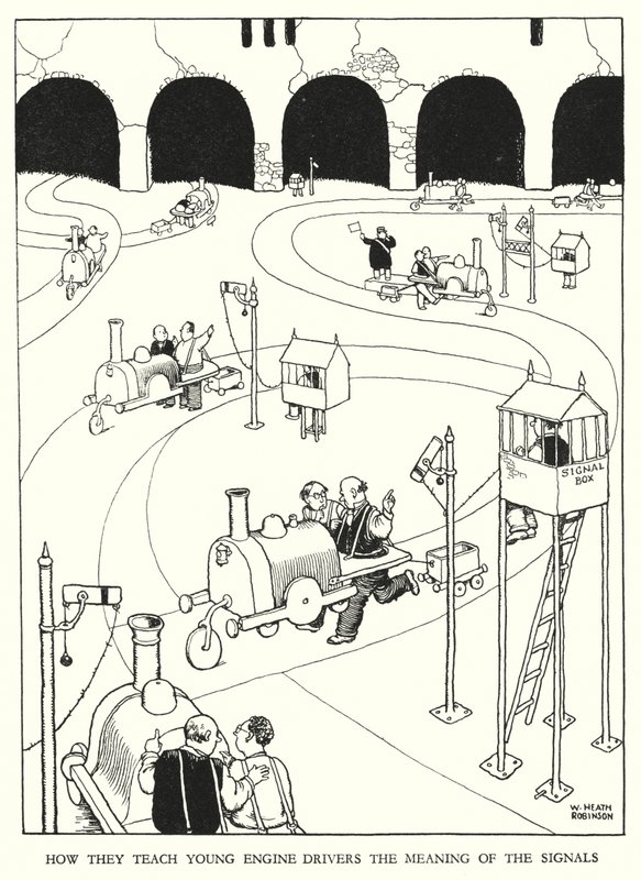 Illustratie voor Railway Ribaldry door W Heath Robinson door William Heath Robinson
