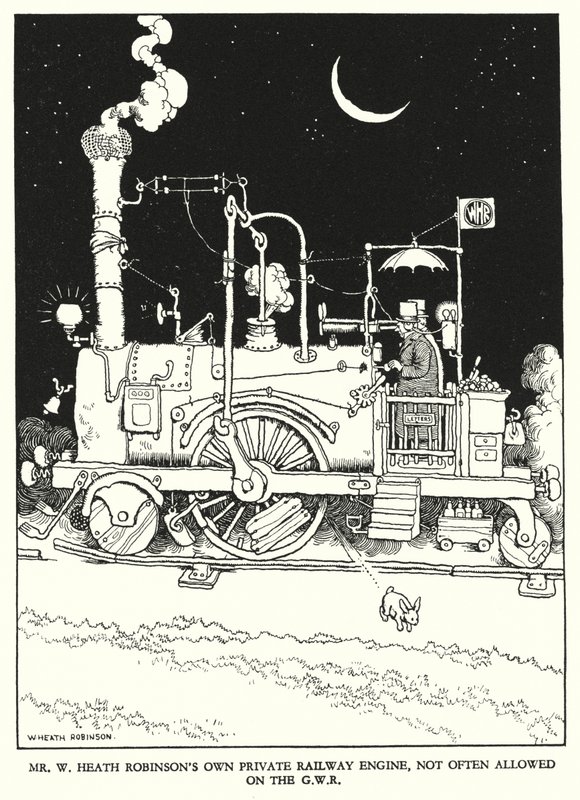 Illustratie voor Railway Ribaldry door W Heath Robinson door William Heath Robinson
