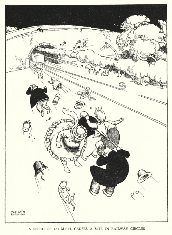 Illustratie voor Railway Ribaldry door W Heath Robinson door William Heath Robinson