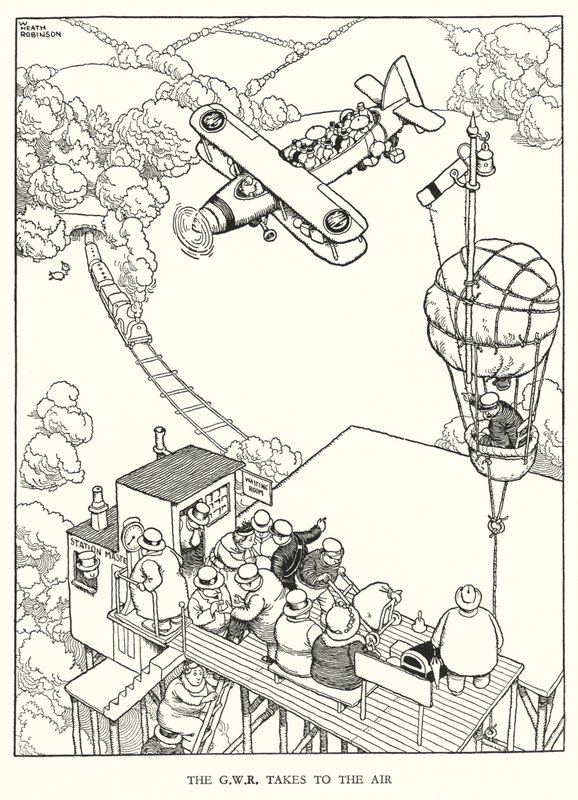 Illustratie voor Railway Ribaldry door W Heath Robinson door William Heath Robinson