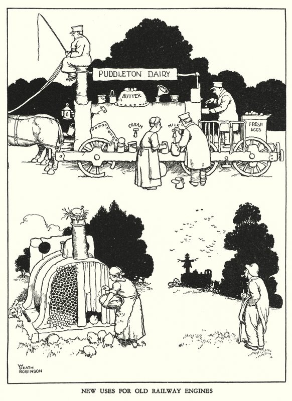 Illustratie voor Railway Ribaldry door W Heath Robinson door William Heath Robinson