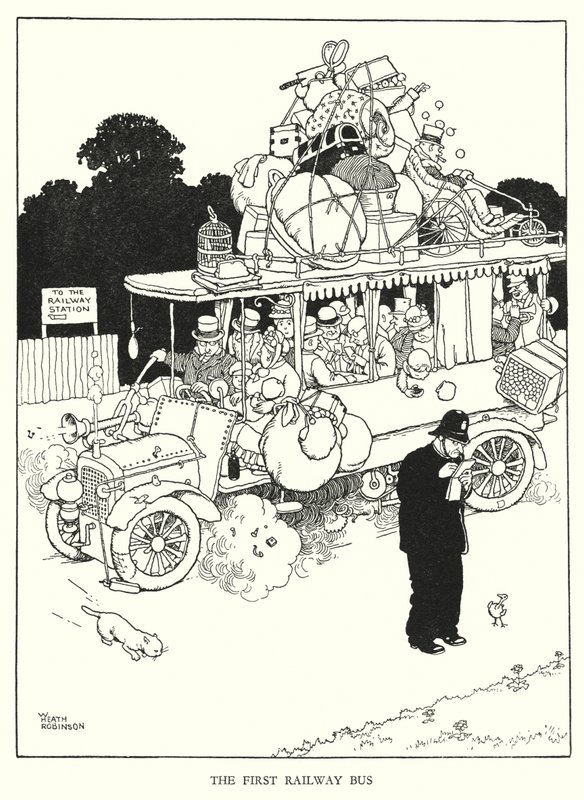 Illustratie voor Railway Ribaldry door W Heath Robinson door William Heath Robinson