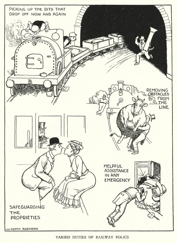Illustratie voor Railway Ribaldry door W Heath Robinson door William Heath Robinson