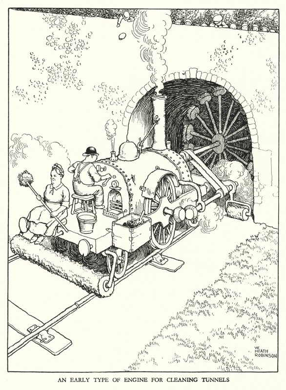 Illustratie voor Railway Ribaldry door W Heath Robinson door William Heath Robinson