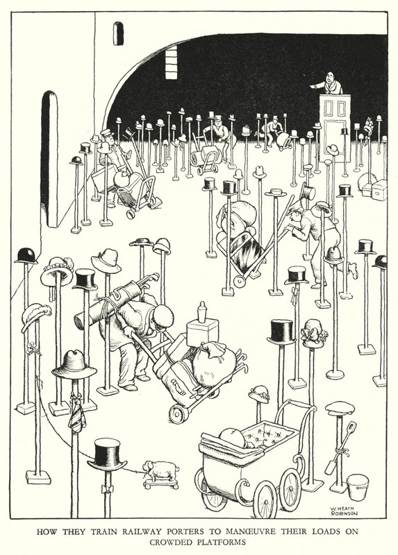 Illustratie voor Railway Ribaldry door W Heath Robinson door William Heath Robinson