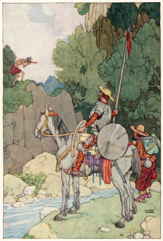 Illustratie voor De Avonturen van Don Quichot door William Heath Robinson