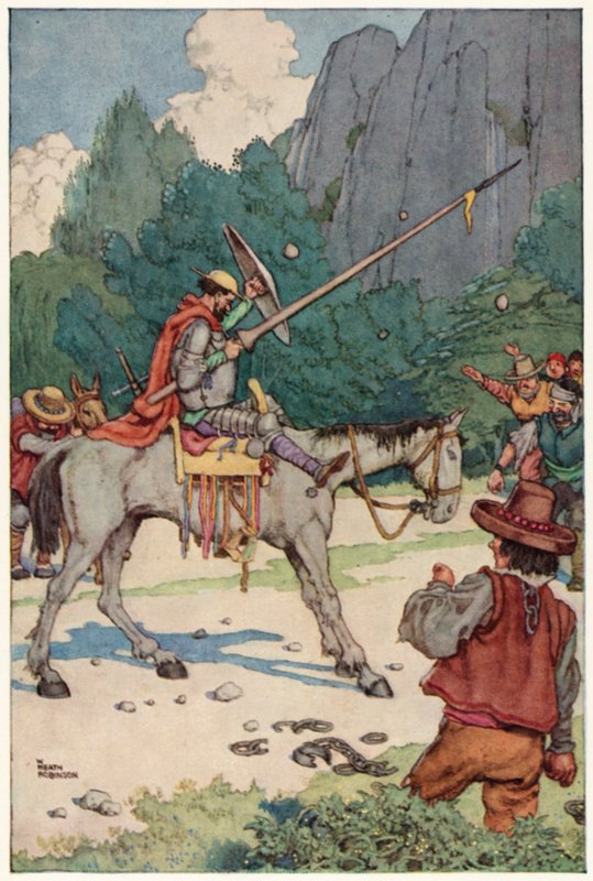 Illustratie voor De Avonturen van Don Quichot door William Heath Robinson