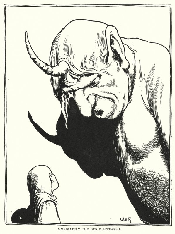 Onmiddellijk verscheen de geest (gravure) door William Heath Robinson