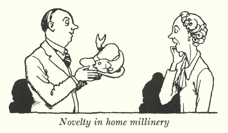 Nieuwigheid in huiselijke hoeden (litho) door William Heath Robinson