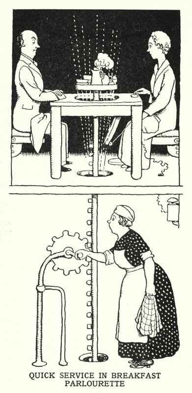 Snelle Service in Ontbijtparloerette door William Heath Robinson