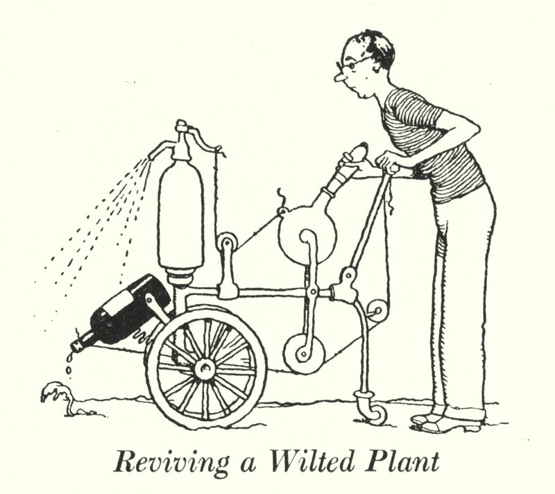 Een verwelkte plant weer tot leven brengen door William Heath Robinson