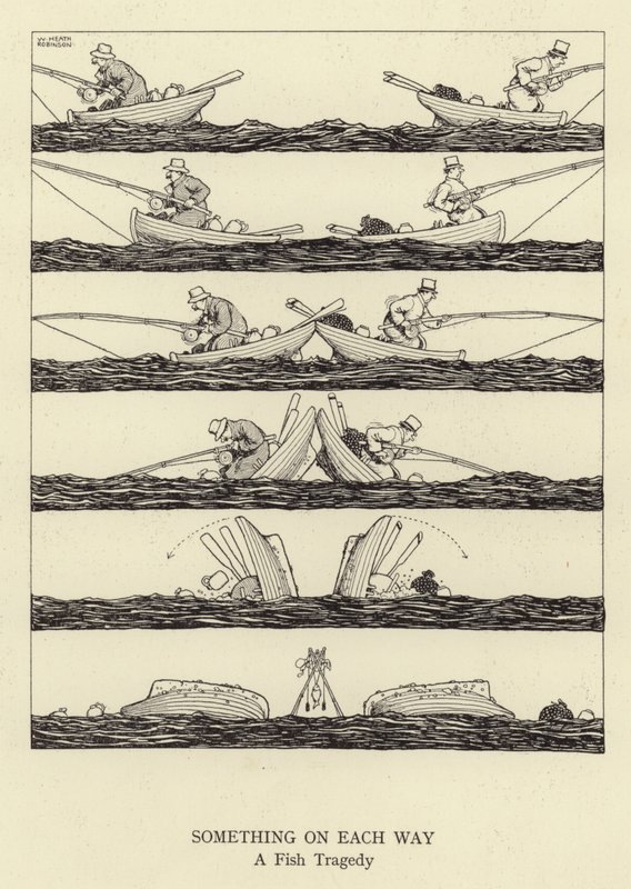 Iets op elke manier, een vis tragedie door William Heath Robinson