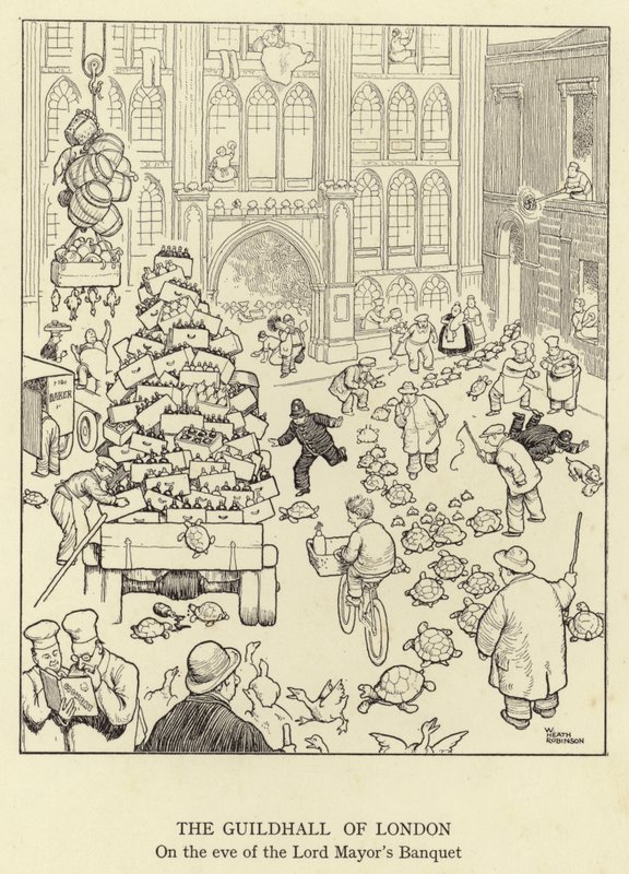 De Guildhall van Londen, aan de vooravond van het Lord Mayor