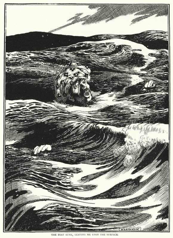 De boot zonk, mij achterlatend op het oppervlak door William Heath Robinson