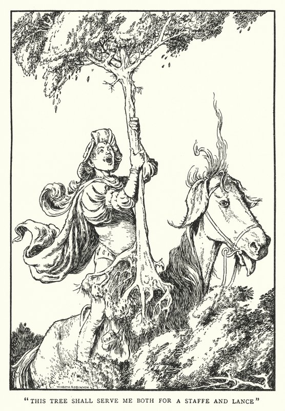 "Deze boom zal mij zowel als staf als lans dienen" door William Heath Robinson