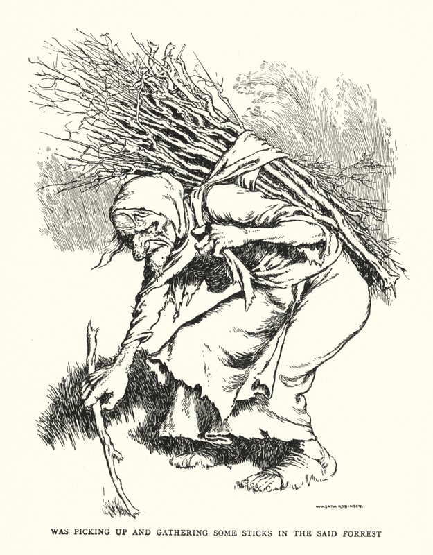 Was aan het oprapen en verzamelen van wat takken in het genoemde bos door William Heath Robinson