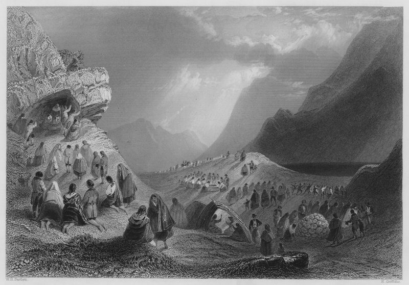 Een Patroon in Connemara (gravure) door William Henry (after) Bartlett