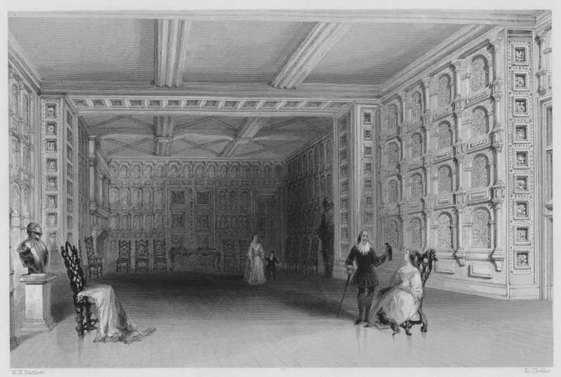 Interieur van een Kamer in Malahide Kasteel, Dublin (gravure) door William Henry (after) Bartlett