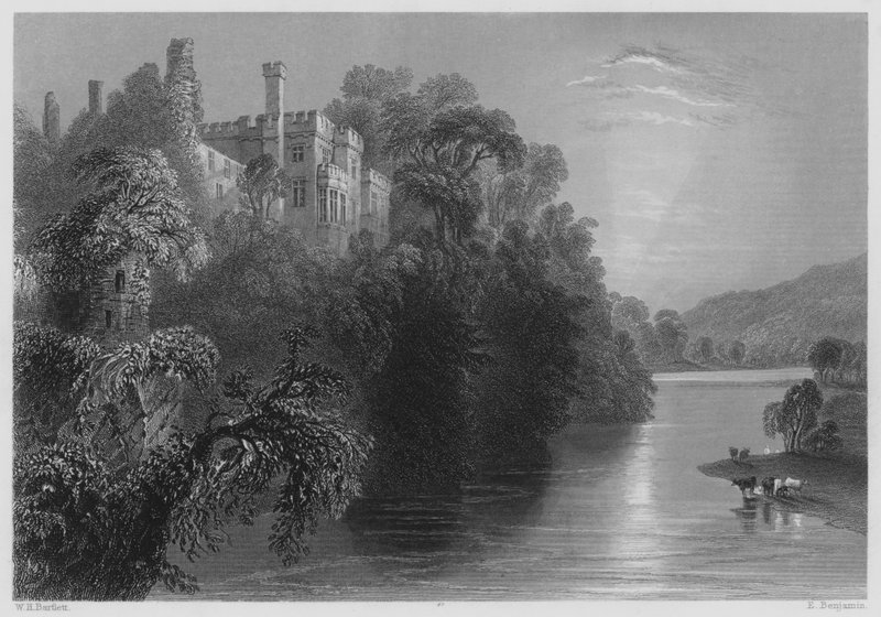 Lismore Kasteel, County Waterford (gravure) door William Henry (after) Bartlett