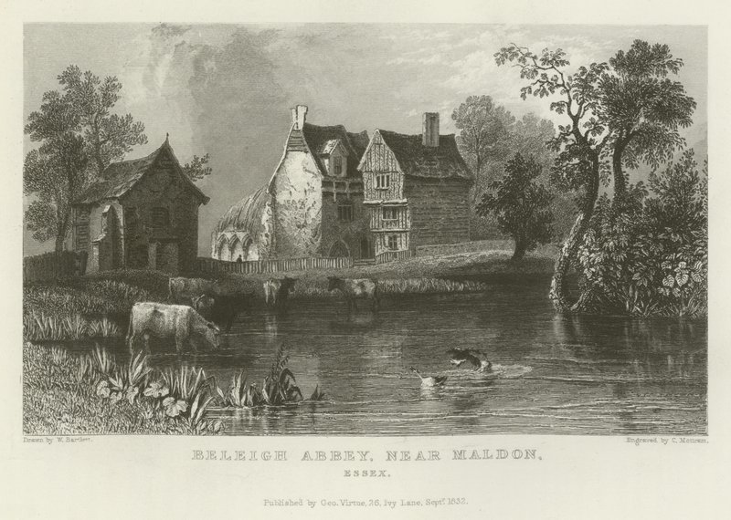 Beleigh Abbey, nabij Maldon, Essex door William Henry Bartlett