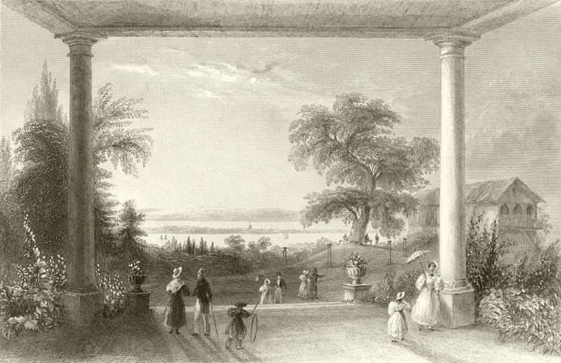 Stad en meer van Konstanz, vanaf het kasteel Wolfsberg door William Henry Bartlett