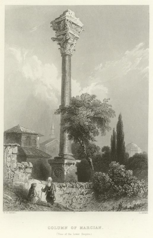 Zuil van Marcian, Constantinopel door William Henry Bartlett