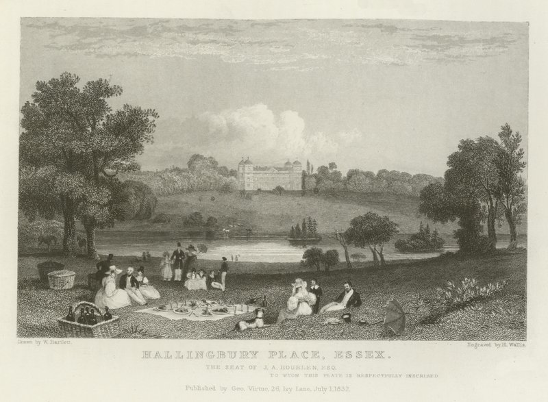 Hallingbury Place, Essex, het landgoed van J A Houblen, Esquire door William Henry Bartlett