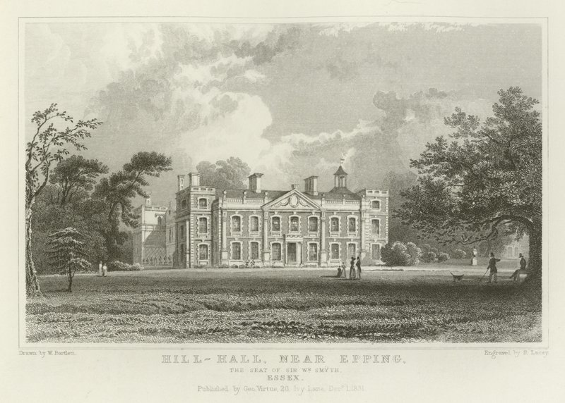 Hill-Hall, nabij Epping, de zetel van Sir William Smyth, Essex door William Henry Bartlett