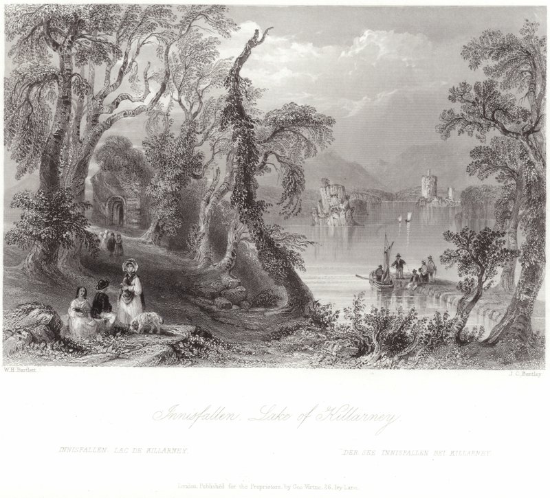 Innisfallen, Meer van Killarney door William Henry Bartlett