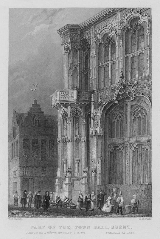 Deel van het Stadhuis, Gent door William Henry Bartlett