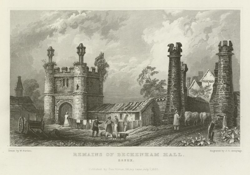 Restanten van Beckenham Hall, Essex door William Henry Bartlett