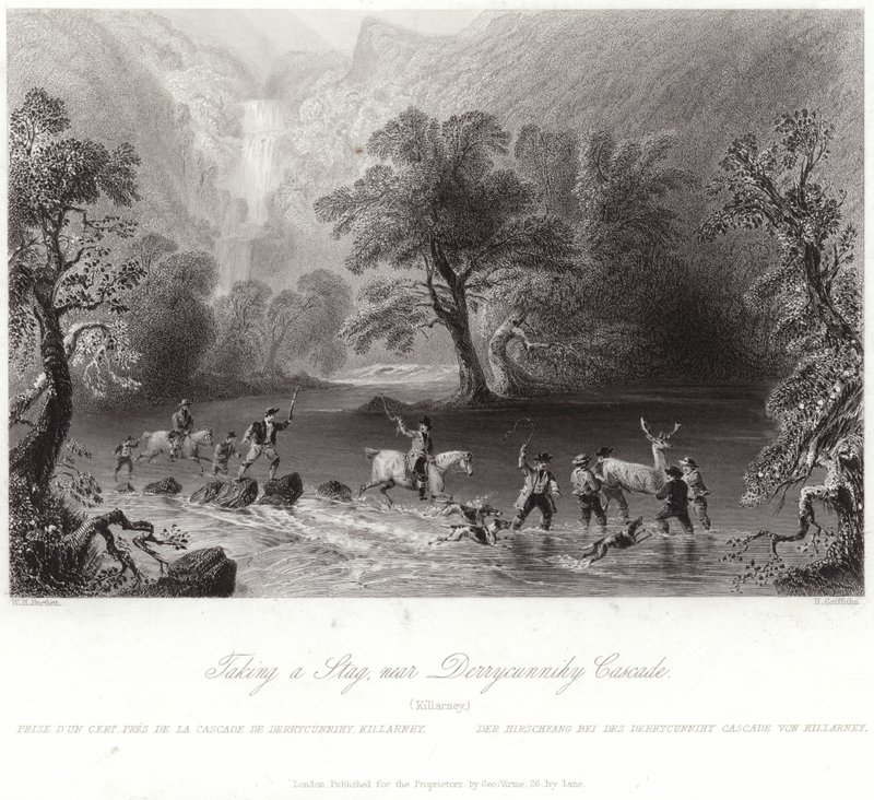 Een hert vangen bij Derrycunnihy door William Henry Bartlett