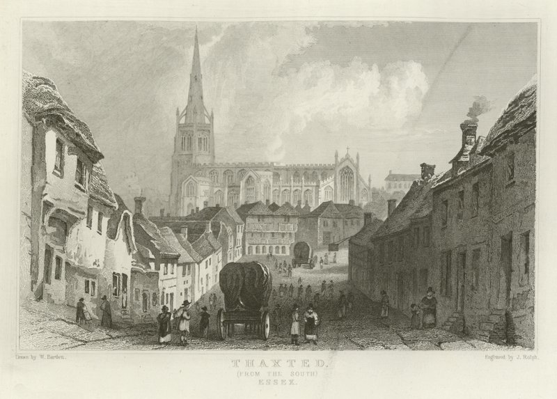 Thaxted, vanuit het zuiden, Essex door William Henry Bartlett