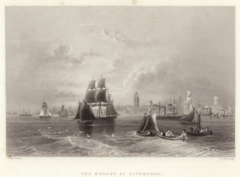 De Mersey bij Liverpool door William Henry Bartlett
